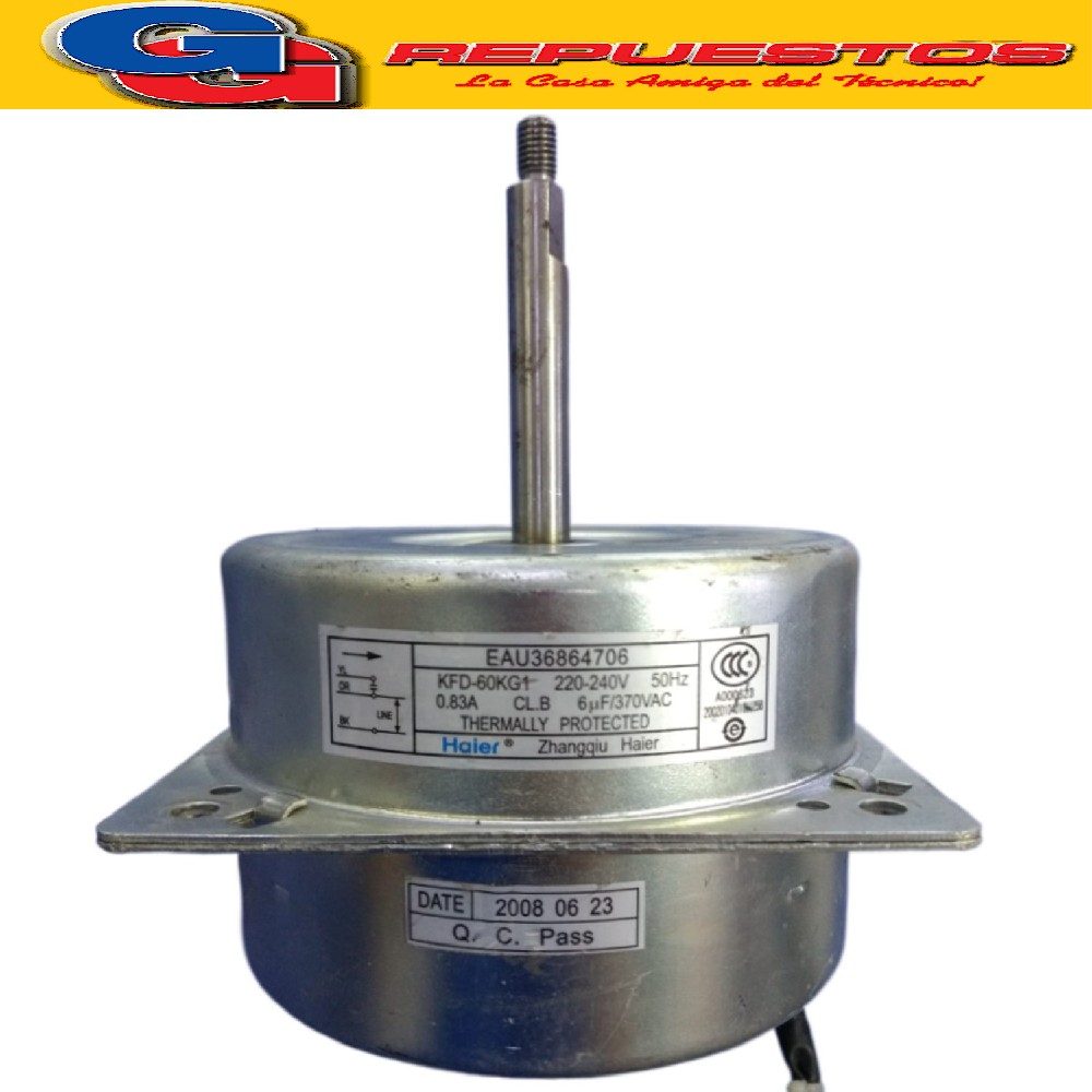 FORZADOR MOTOR CONDENSADOR AIRE ACONDICIONADO KFD-60KG1 220V 0.83A 50HZ CAPACITOR 6UF EAU36864706 PARA AIRE SPLIT