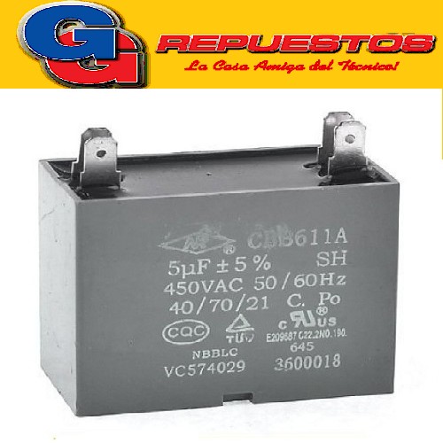 CAPACITOR 5uF X 450V CUADRADO CON PALAS