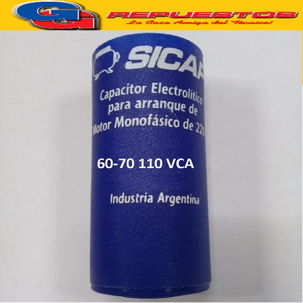 CAPACITOR ARRANQUE SICAP 60-70 110 VCA