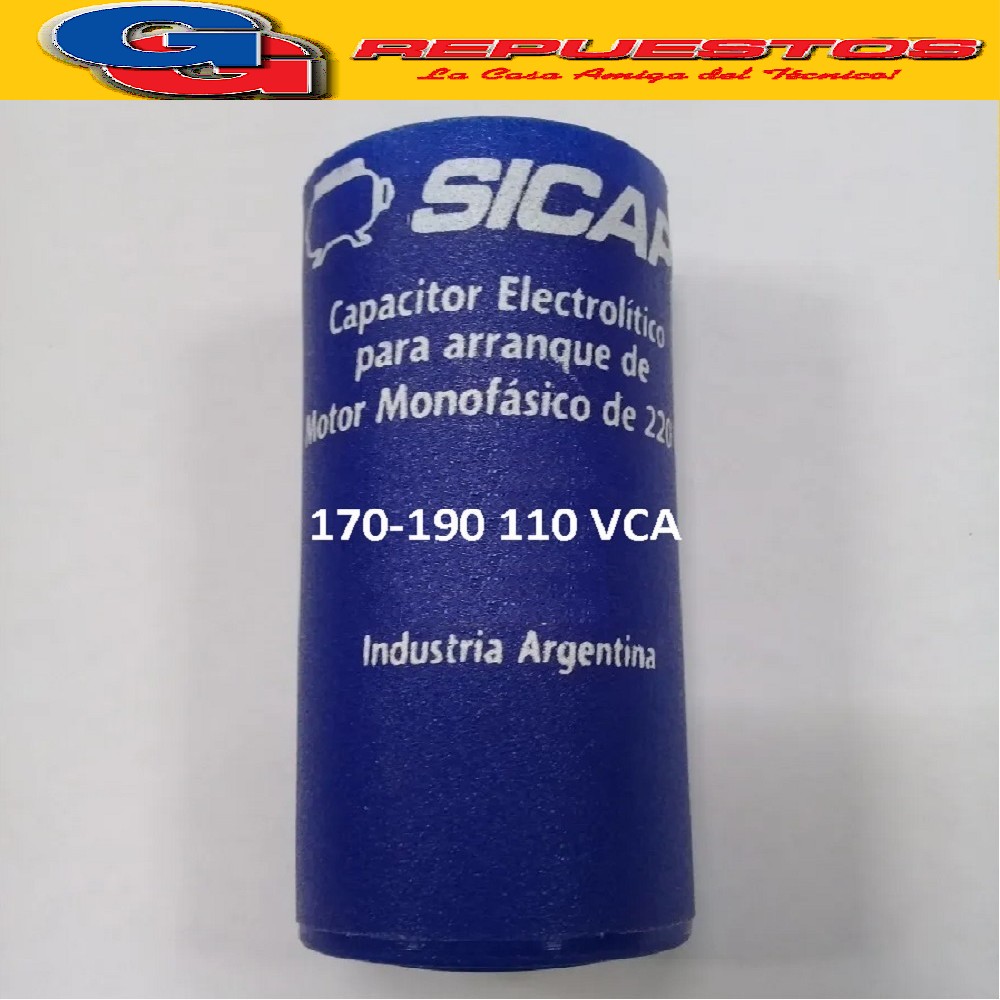 CAPACITOR ARRANQUE SICAP 170-190 110 VCA