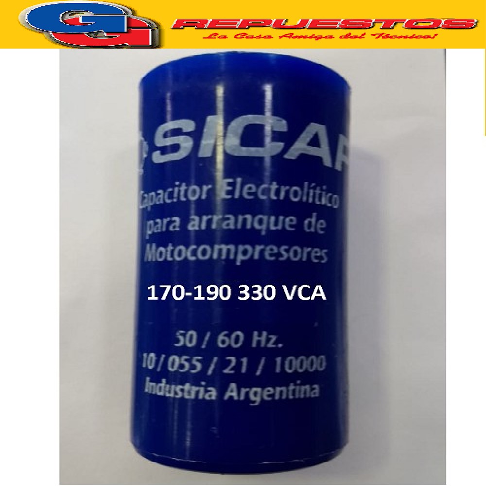 CAPACITOR ARRANQUE SICAP 170-190 330 VCA