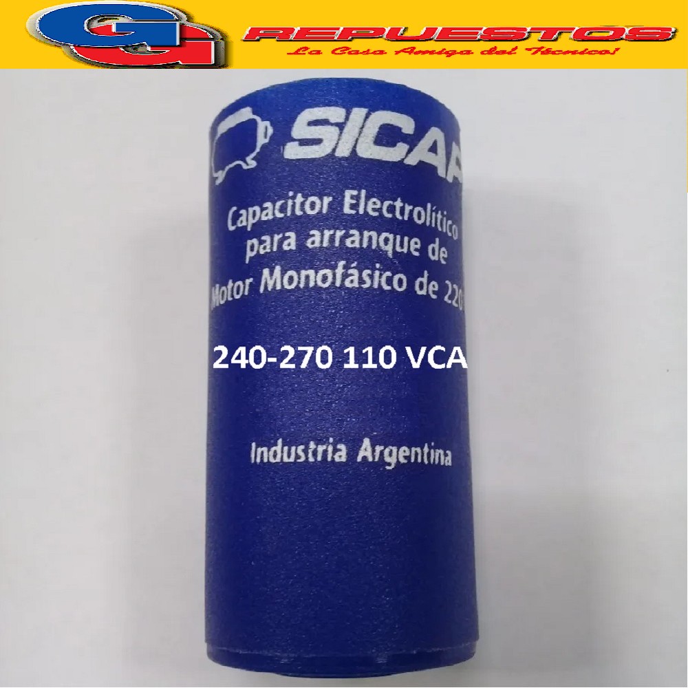 CAPACITOR ARRANQUE SICAP 240-270 110 VCA