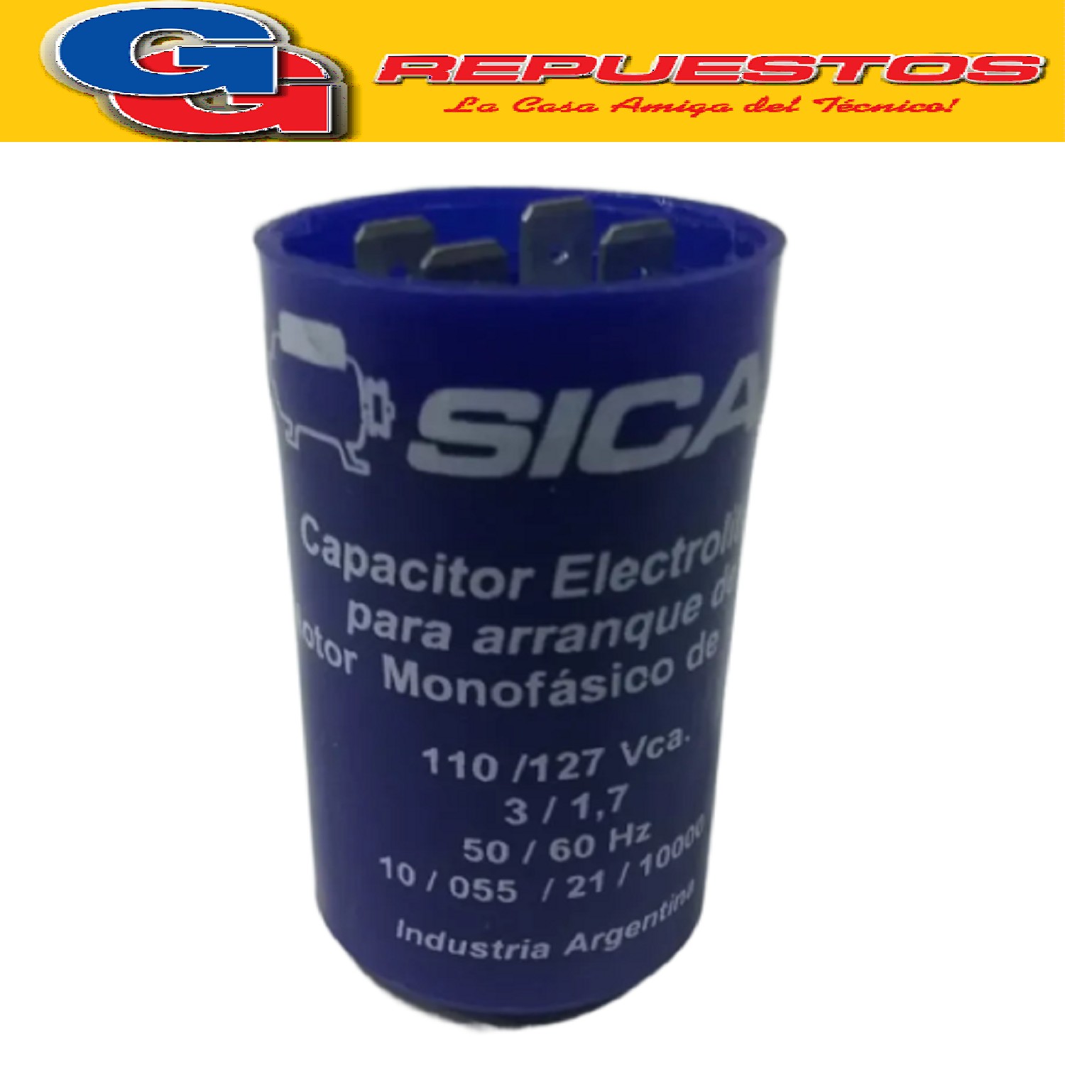 CAPACITOR ARRANQUE SICAP 450-500 110 VCA