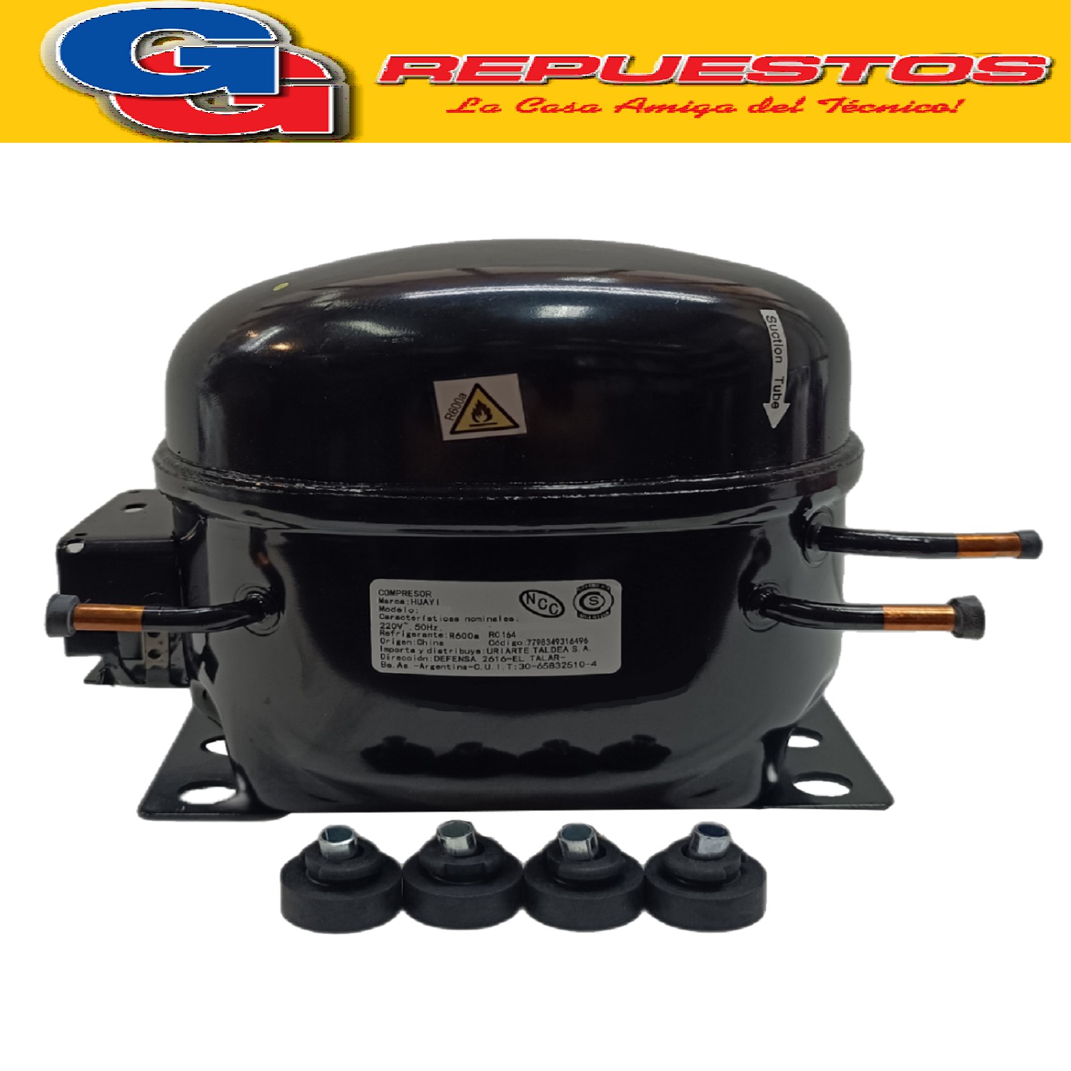 MOTOCOMPRESOR HUAYI 1/3 HP R600A 190W 1.6A 50hz