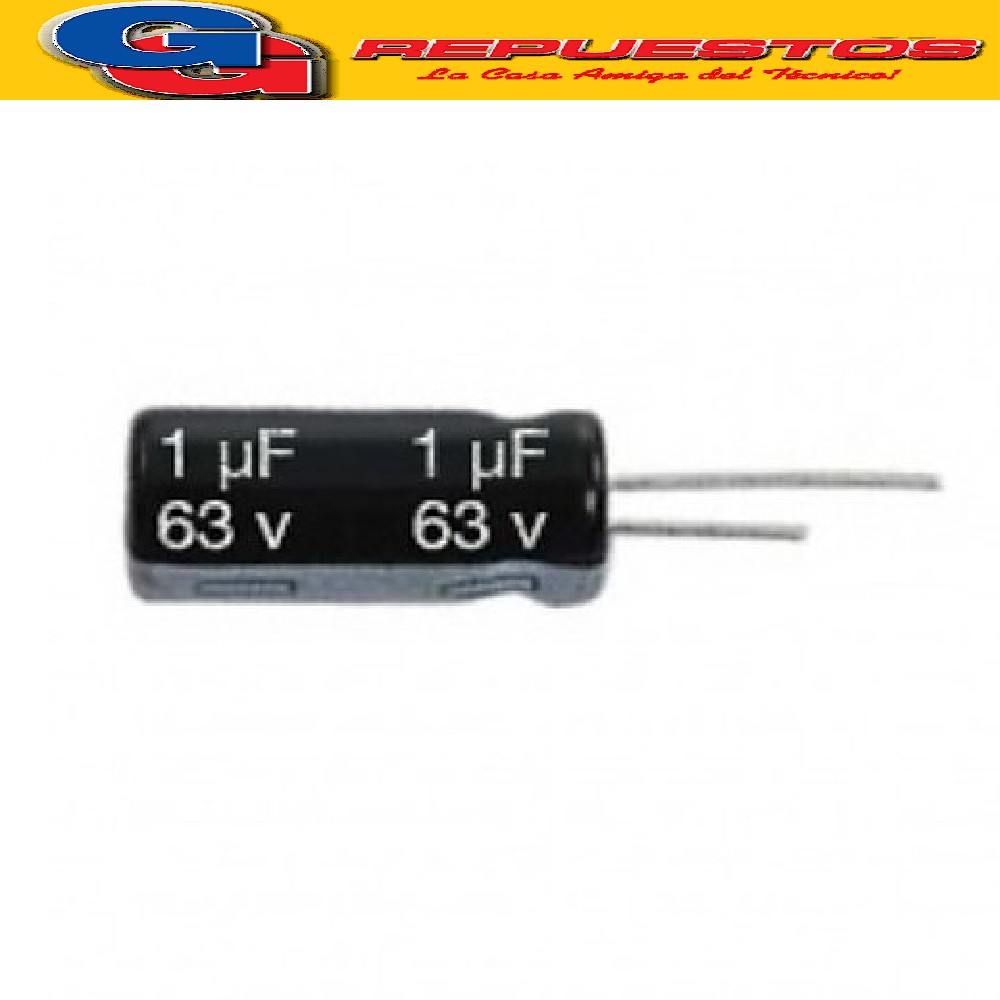 CAPACITOR ELECTROLITICO 1uFX63V PATAS CORTAS