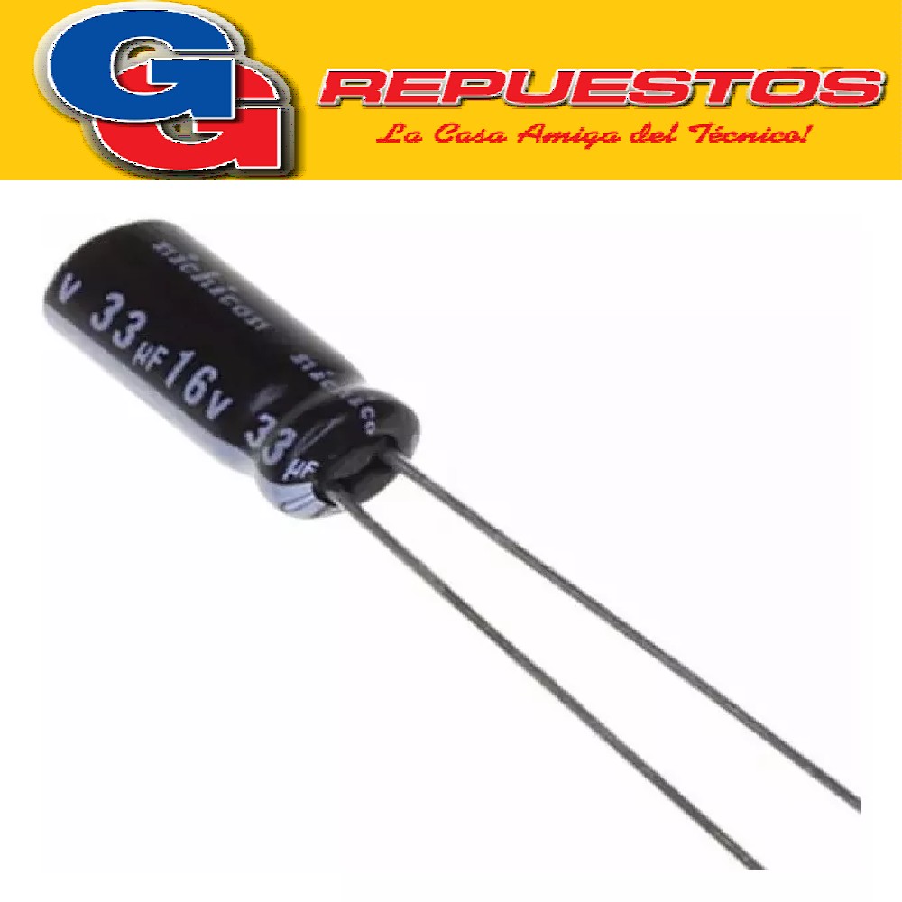 CAPACITOR ELECTROLITICO 33uFX16V PATA CORTA