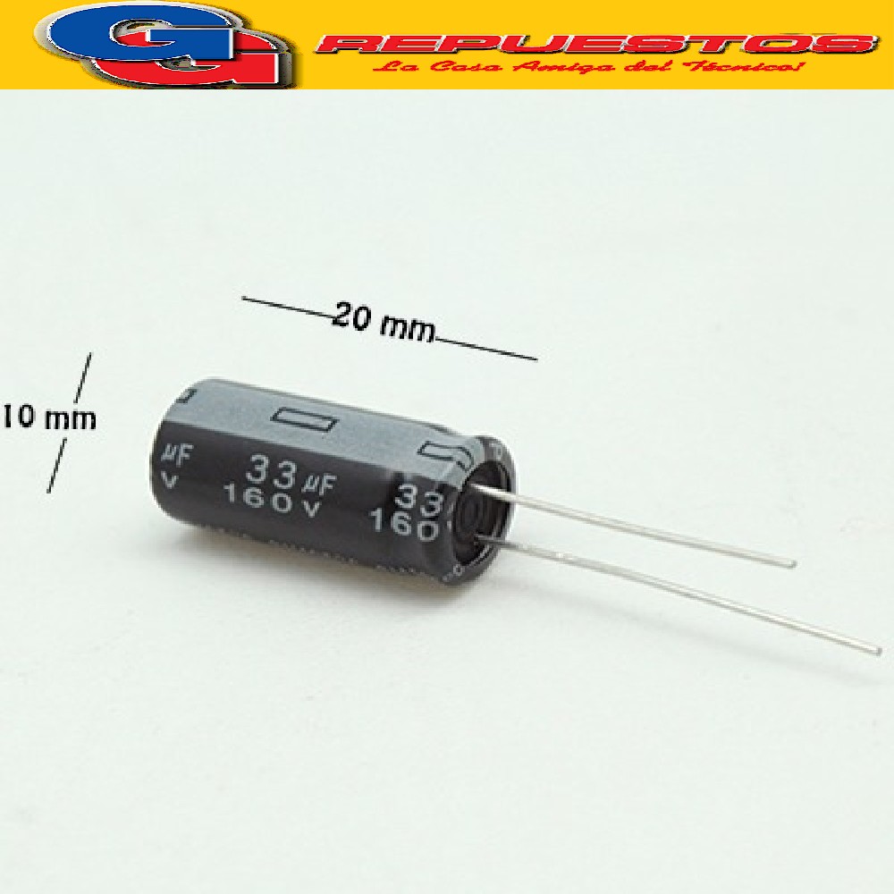 CAPACITOR ELECTROLITICO 33uFX160V PATA CORTA