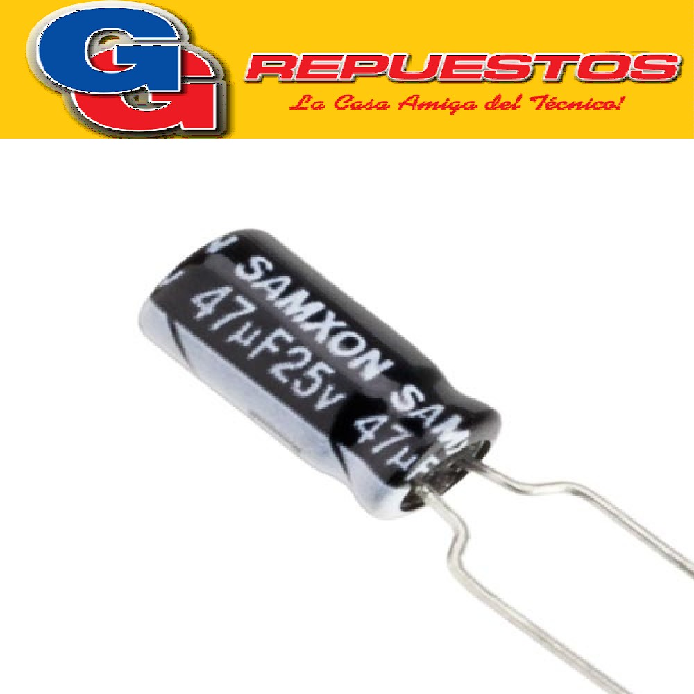 CAPACITOR ELECTROLITICO 47uFX25V PATA CORTA