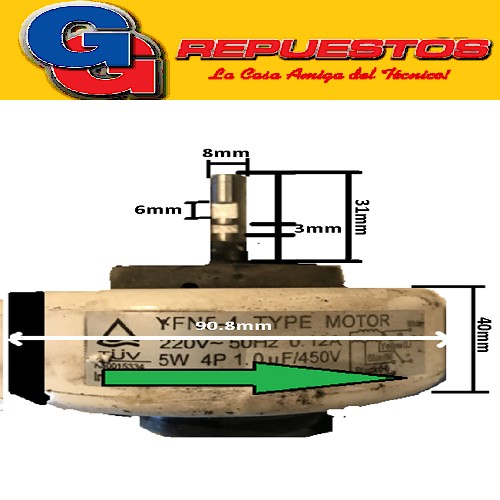 FORZADOR MOTOR EVAPORADOR AIRE ACONDICIONADO SPLIT  YFN5-4C 5W-0.11A-4 POLOS-1uF () ANTIHORARIO