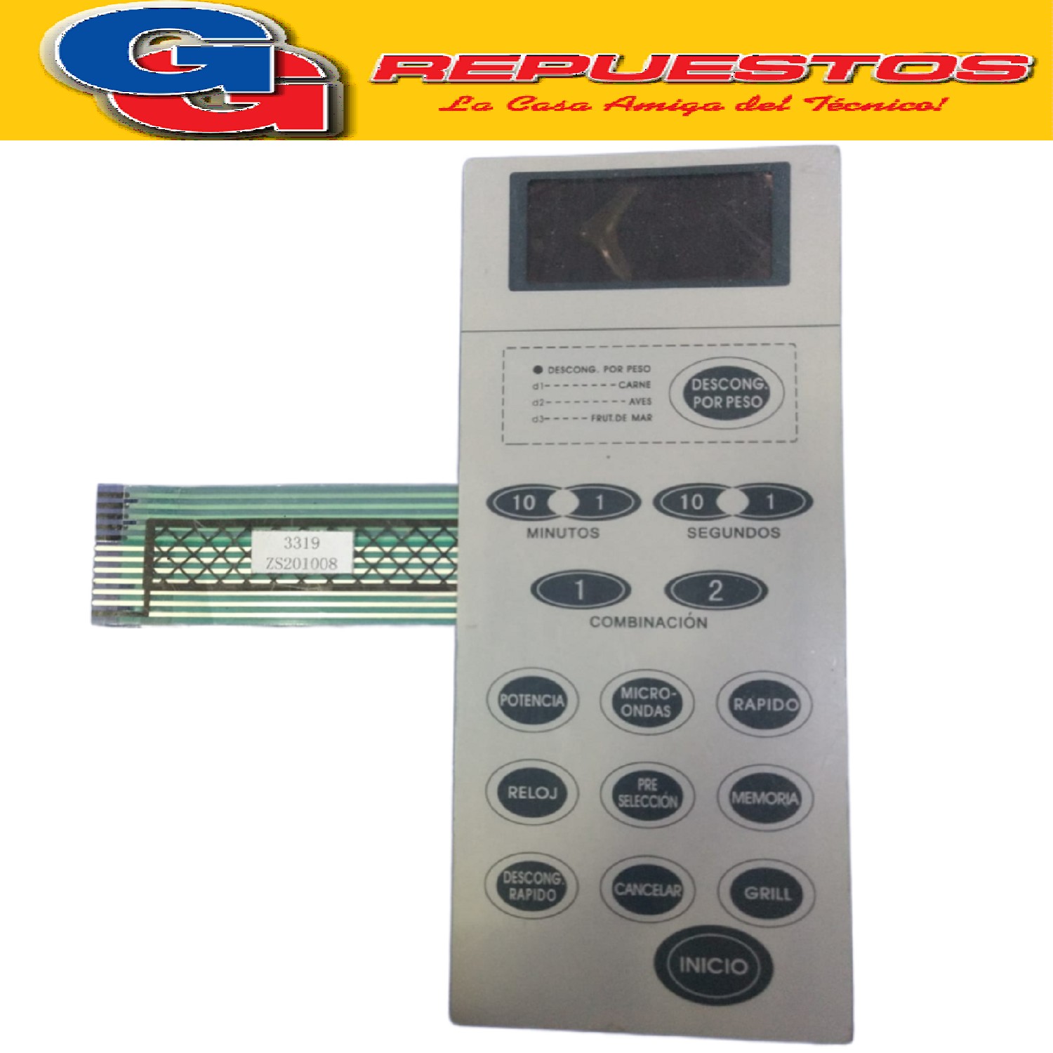 TECLADO MICROONDAS COMPATIBLE CON SMEG 30L WD90023QS  MD200