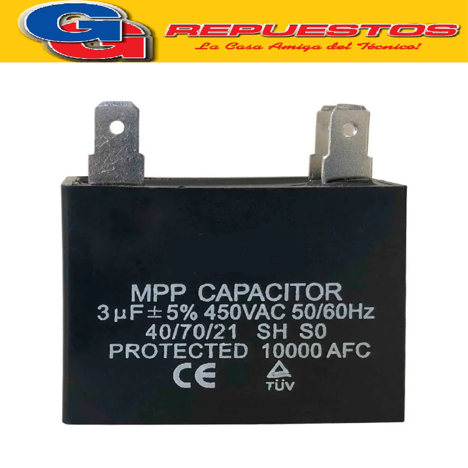 CAPACITOR 3uF X 450V CUADRADO CON PALA