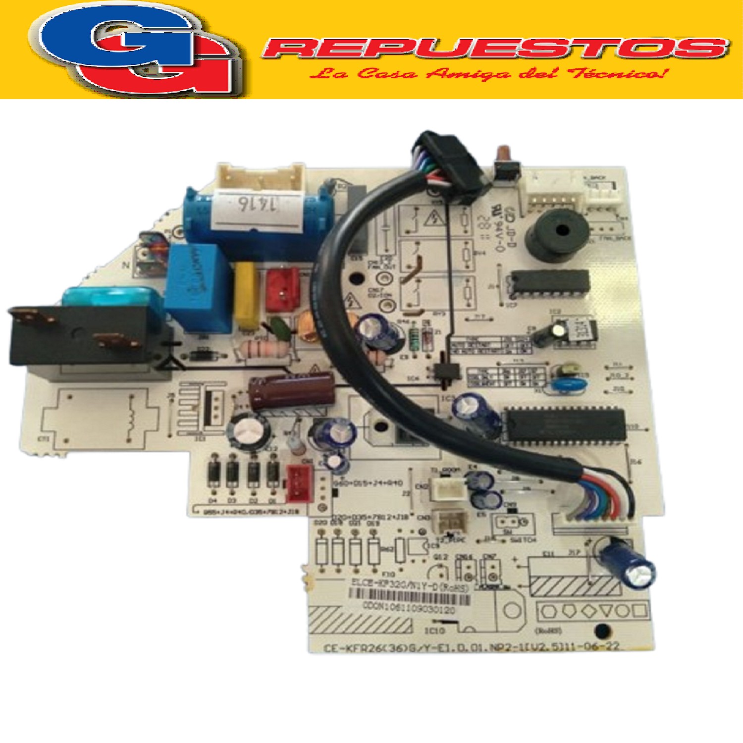 PLAQUETA ORIGINAL AIRE ACONDICIONADO SPLIT ELECTROLUX (CEKFR 26(36)G/Y-E1 D.01.NP2-1 V2.5) PARA FRIO SOLO