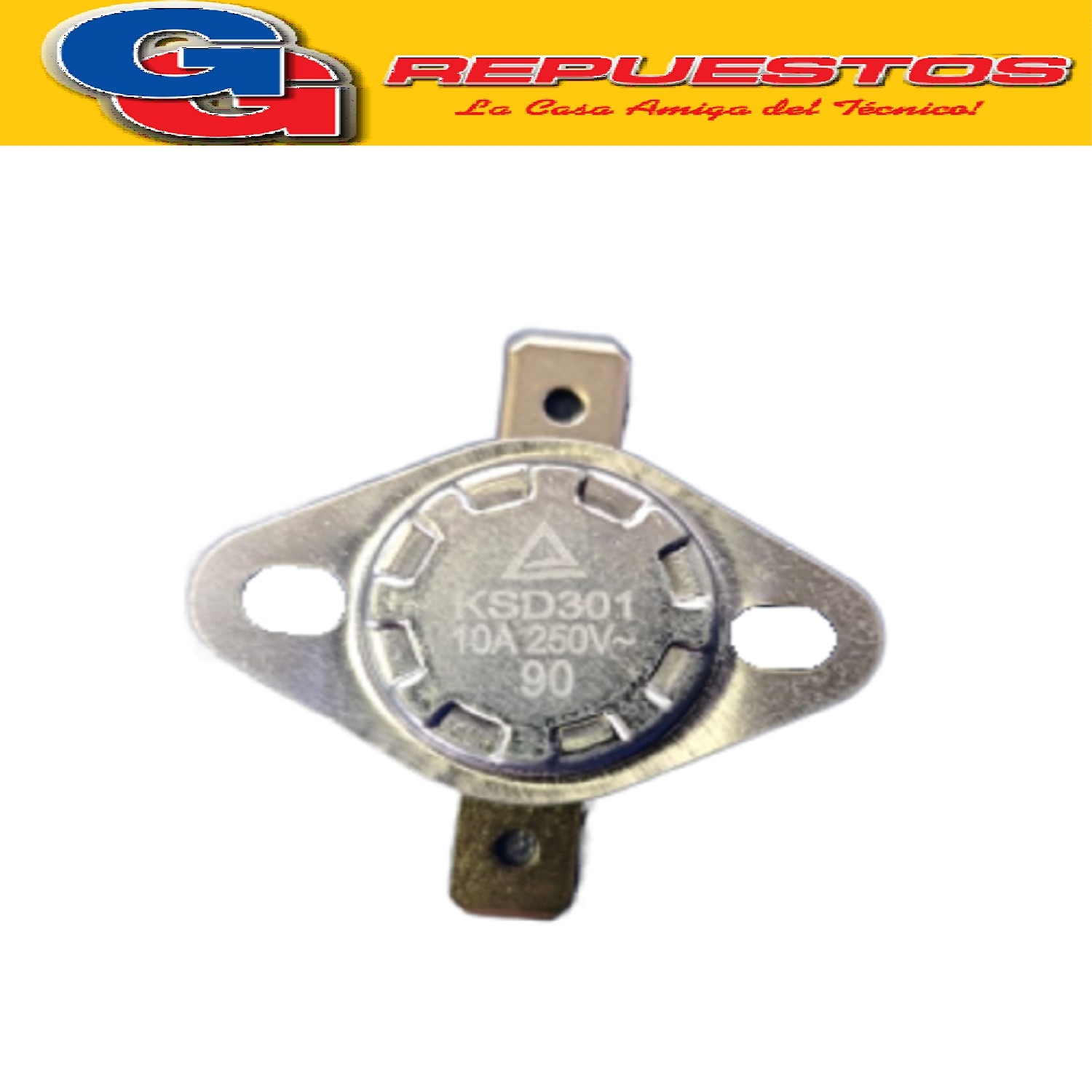 TERMOSTATO FIJO 90ºC PARA CALOVENTOR CONVECTOR TURBOFORZADOR PANEL RADIANTE PANEL DE VIDRIO VARIOS CALENTADORES LILIANA COMPATIBLE CON LOS MODELOS CM018 / CM500 / TC10 / TF120 / TF130 / TH100 / RMIC30 / RMIC30T / CIG100 / CIGF200 / CM700 / CFM720 / PPV400 / PPV500 / PPV510 / HAL40A / HAL40G / HAL40GF / PPV200 / CFB17 / CI090 / CFM717 / CNN17 / CNG17 / PPV300 / TCV100 / CI080 / CON10 / CON20 / TCV110D / CIF150 / C-DB01 / CFM730 / TCV120 / M-TH / C-TH / CIG100N / CNWB01 250V 10A KSD301
