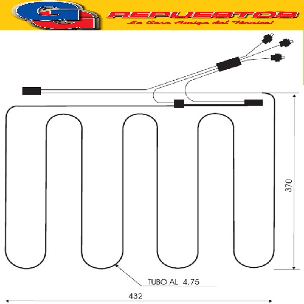 RESISTENCIA DE HELADERA AURORA SIAM PLACA 350 INVERTIDA -PAT RICK cod: 0114 220V 32W