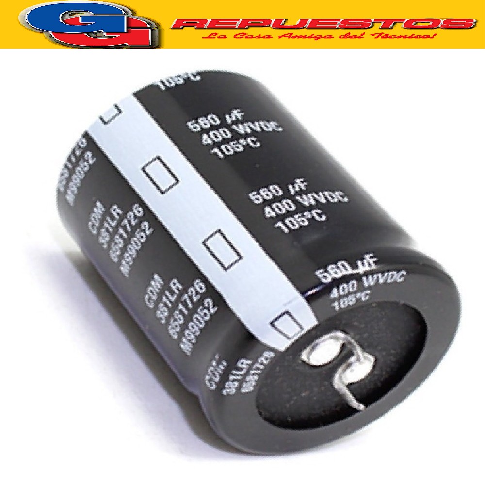 CAPACITOR ELECTROLITICO 560uFX400V)  41 mm de altura y 35.5  mm de diametro