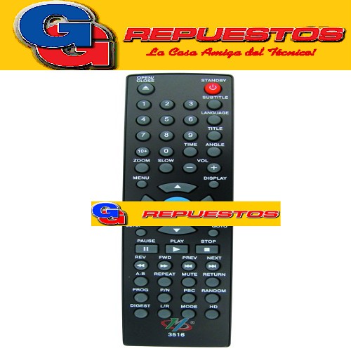 CONTROL REMOTO DVD SANYO NOBLEX 3516 PHILCO