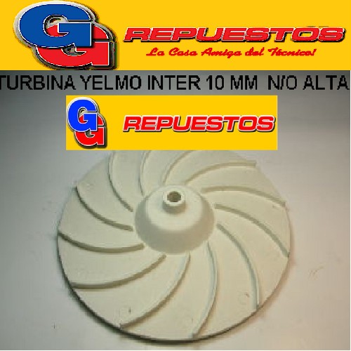 TURBINA ASPIRACION ENCERADORA LUSTRASPIRADORA YELMO INTER EJE 10 MM N/O ALTA  DIAMETRO 18 CM ALTURA TOTAL 2.5 CM CM  DIAMETRO DEL EJE 10  mm , SE PUEDE ADAPTAR A ULTRACOMB