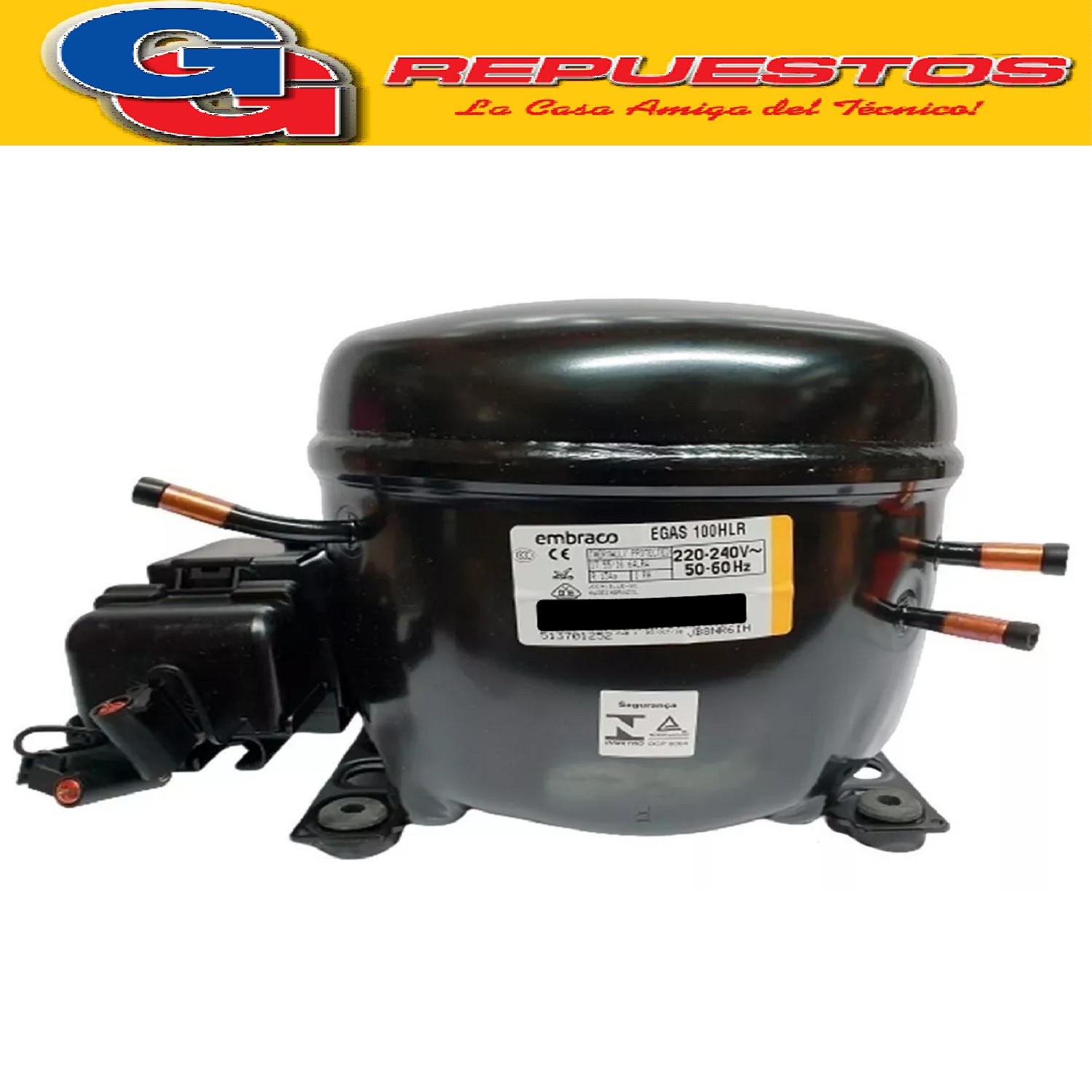 MOTOCOMPRESOR 1/3 HP EMBRACO EGAS100HLR R134A FFI10HAK   ORI GINAL -215 FRIG DESPLAZAMIENTO 7.95 EGYS100HLP-R134-213f/h =EMBRACO 1/3-FFUS100HAK-R134-213f/h