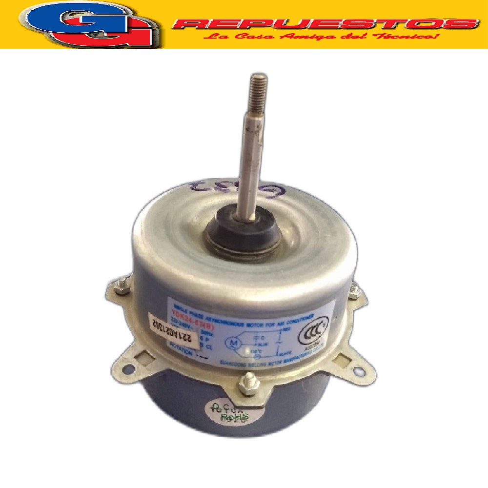 FORZADOR MOTOR CONDENSADOR AIRE ACONDICIONADO SPLIT YDK24-6T (B)  24W-0.34A-6polos (DIAM. EJE 8mm / LARGO EJE TOT. 60mm / ANCHO MOTOR 95mm / ALTO MOTOR 80mm) GIRO ANTIHORARIO