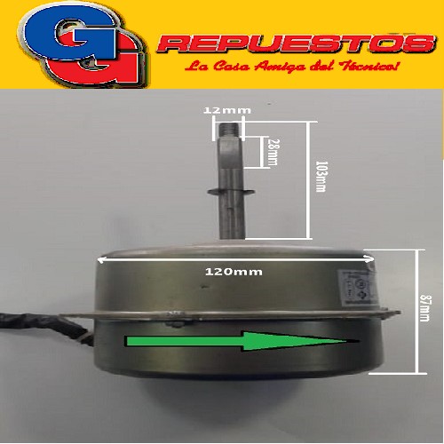 FORZADOR MOTOR CONDENSADOR AIRE ACONDICIONADO SPLIT YDK60-6JA- 60 W-0.58A-6 POLOS-3.5uF GIRO ANTIHORARIO (DIAM. EJE 12mm/LARGO EJE 103MM/DIAM. MOTOR 120MM/ALTO MOTOR 87MM)