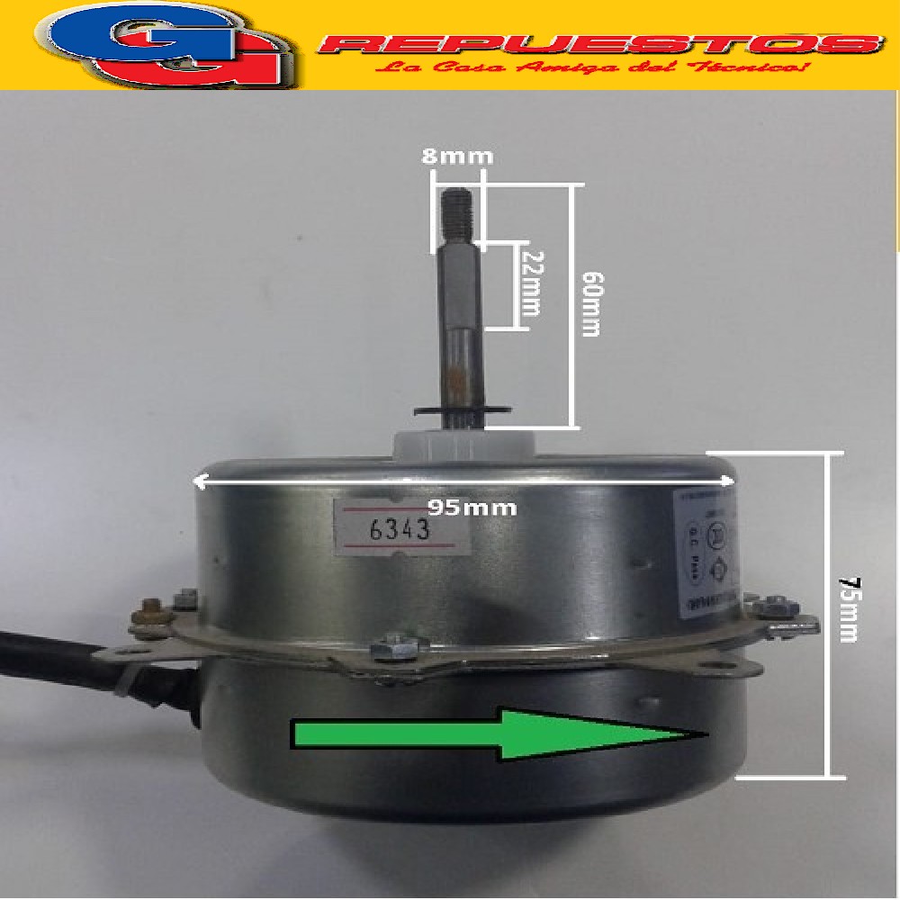 FORZADOR MOTOR CONDENSADOR AIRE ACONDICIONADO SPLIT (YDK30-6 A-2/FW30K) 30W-0.35A-6 POLOS-3uf  (DIAM. EJE 8MM/LARGO EJE 60MM/DIAM. MOTOR95MM/ALTO MOTOR 75MM) GIRO ANTIHORARIO