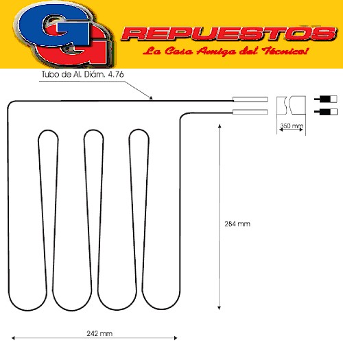 RESISTENCIA DE ALUMINIO HELADERA COLUMBIA CHF2200-C--0503- 2 20V 9W