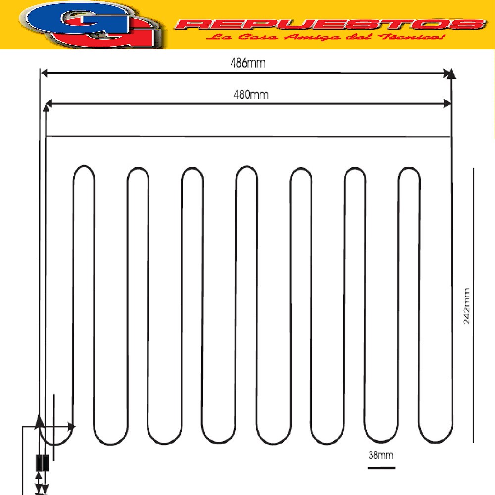 RESISTENCIA DE ALUMINIO HELADERA PATRICK 3015--0602-- 486 mm X 242mm 220V 22W