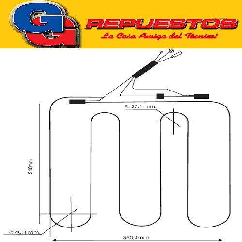 RESISTENCIA DE ALUMINIO HELADERA TIVOLI chica275-0303- 220V  21.5W