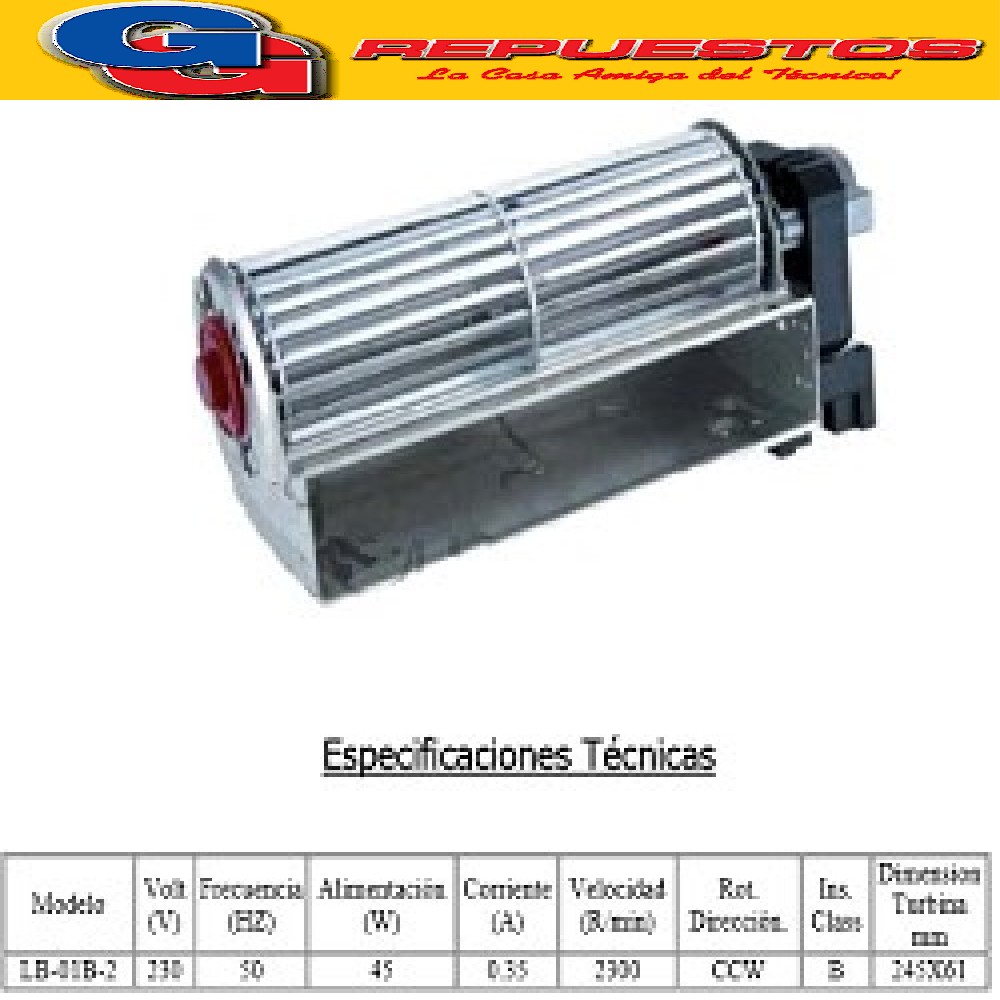 MOTOVENTILADOR TANGENCIAL BlueStar-24cm-derec.LB01B2 FORZADO R TURBINA