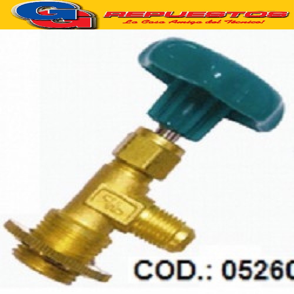 VALVULA LLAVE PARA GARRAFA R134 ROSCA GRANDE P/ MANIFOLD