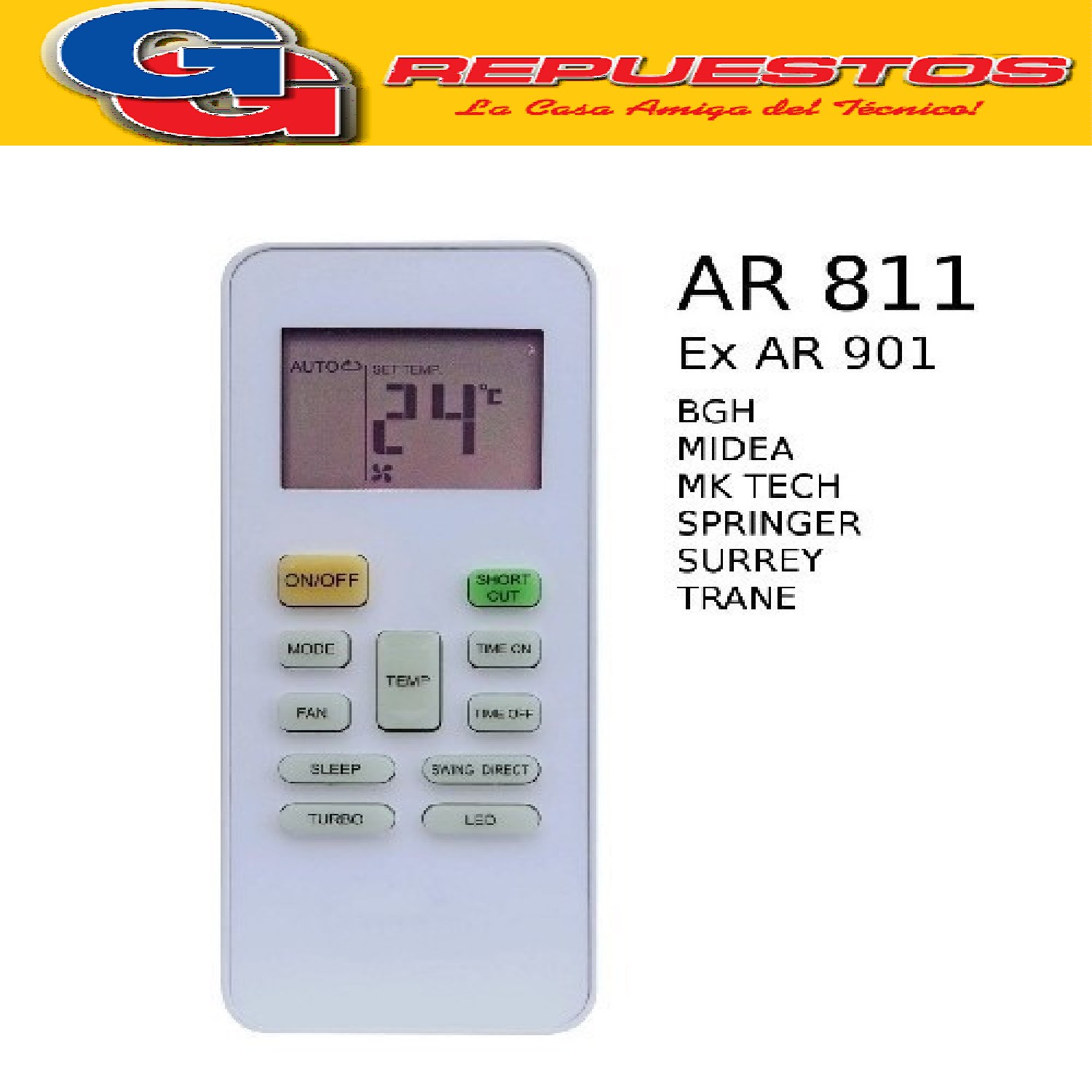 CONTROL REMOTO AIRE ACONDICIONADO SPLIT SURREY RG52B/BGE RG01/BGCRF