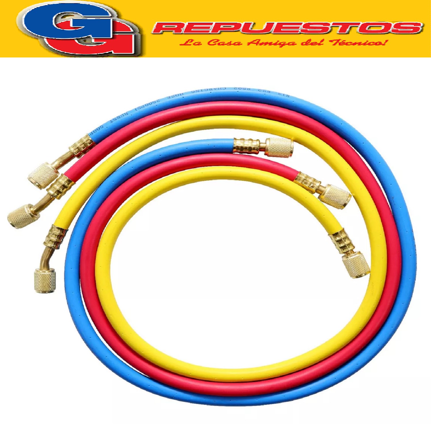 JUEGO MANGUERAS MANIFOLD 3 X 90cm R12 R22 R134 BlueStar-CT33 6RY-2 500PSI 