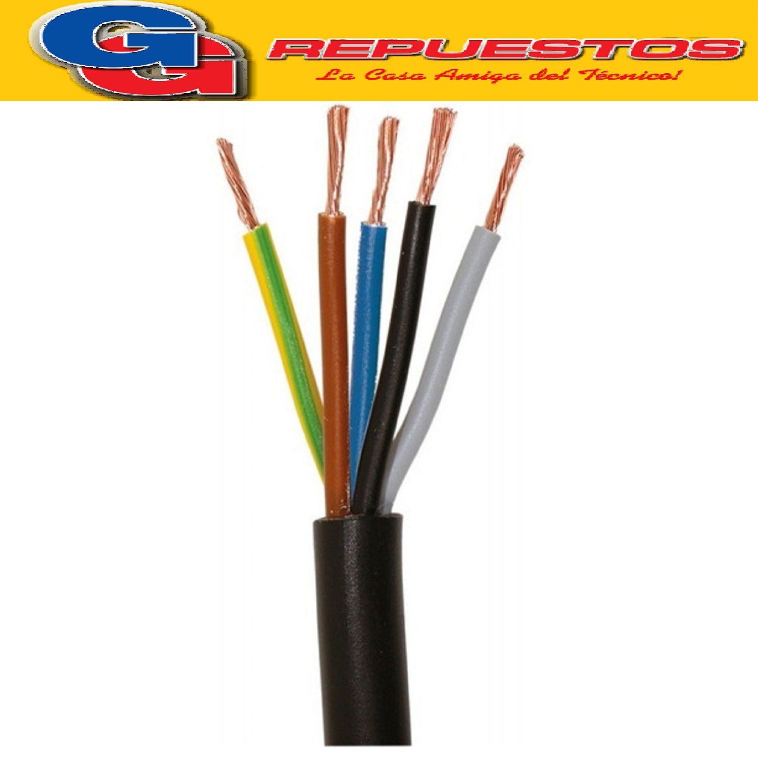 CABLE TPR TIPO TALLER 5 X 1.5mm POR METRO (ENVAINADO NEGRO)  ECONOMICO