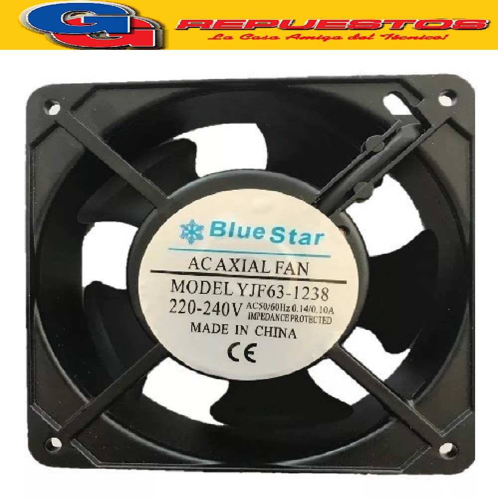 TURBINA MINIFORZADOR COOLER 12X12 PALA ALUMINIO 220V  BLUEST AR, SP 4 PULGADAS JD12038 Dimensiones: 120 x 120 x 38mm  Tensión de Alimentación: 220-240 V ac Altura: 120mm Funcionamiento DC o AC: AC Anchura: 120mm
Consumo de Energía: 26W Corriente Máxima: 140mA   Profundidad: 38mm