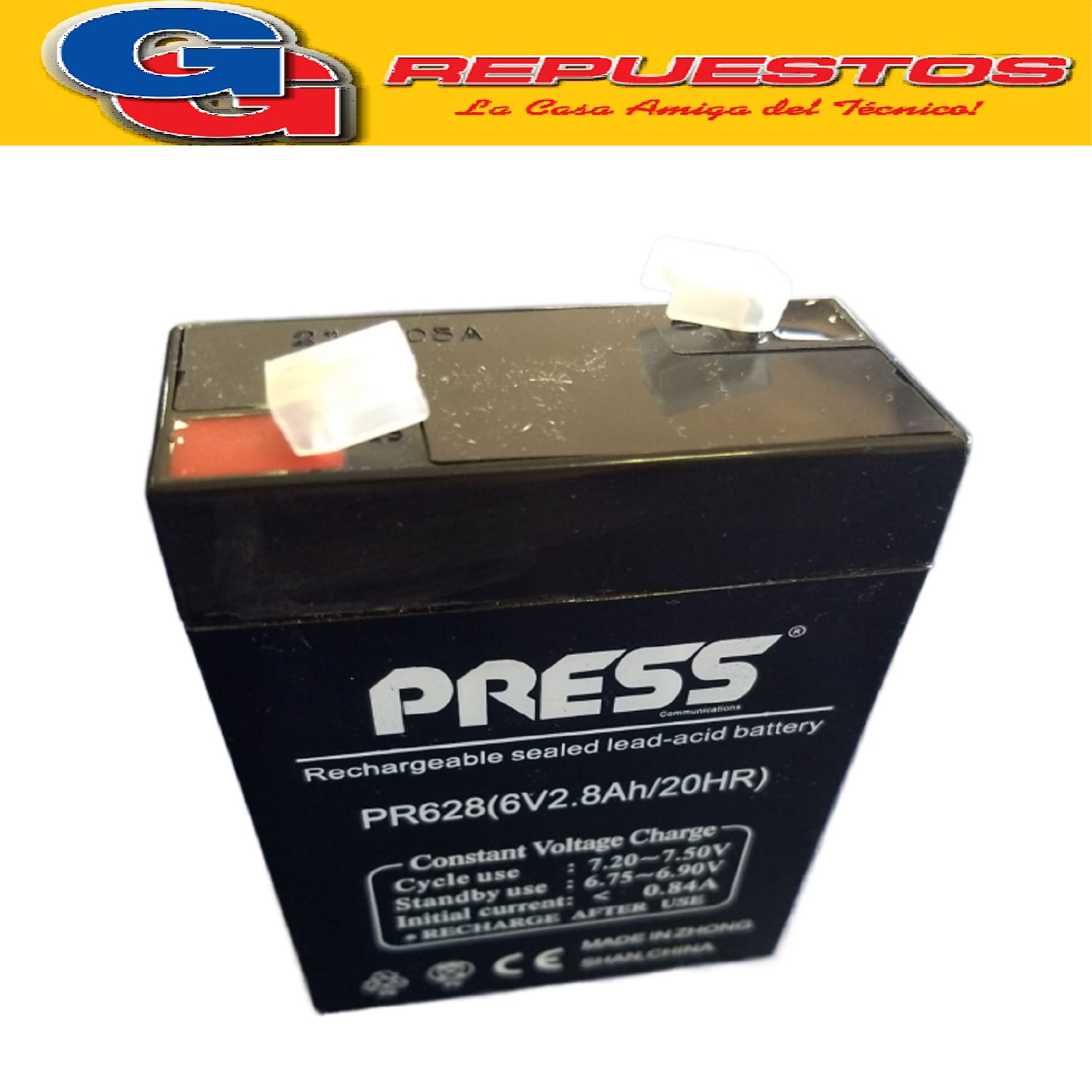 BATERIA 6 V 2.8 A ELECTROL.ABSORBIDO Largo:66 - Ancho:33  -  Altura:97 - Tipo de conector: FO-01 BATERIA 6V 2.8AH
 