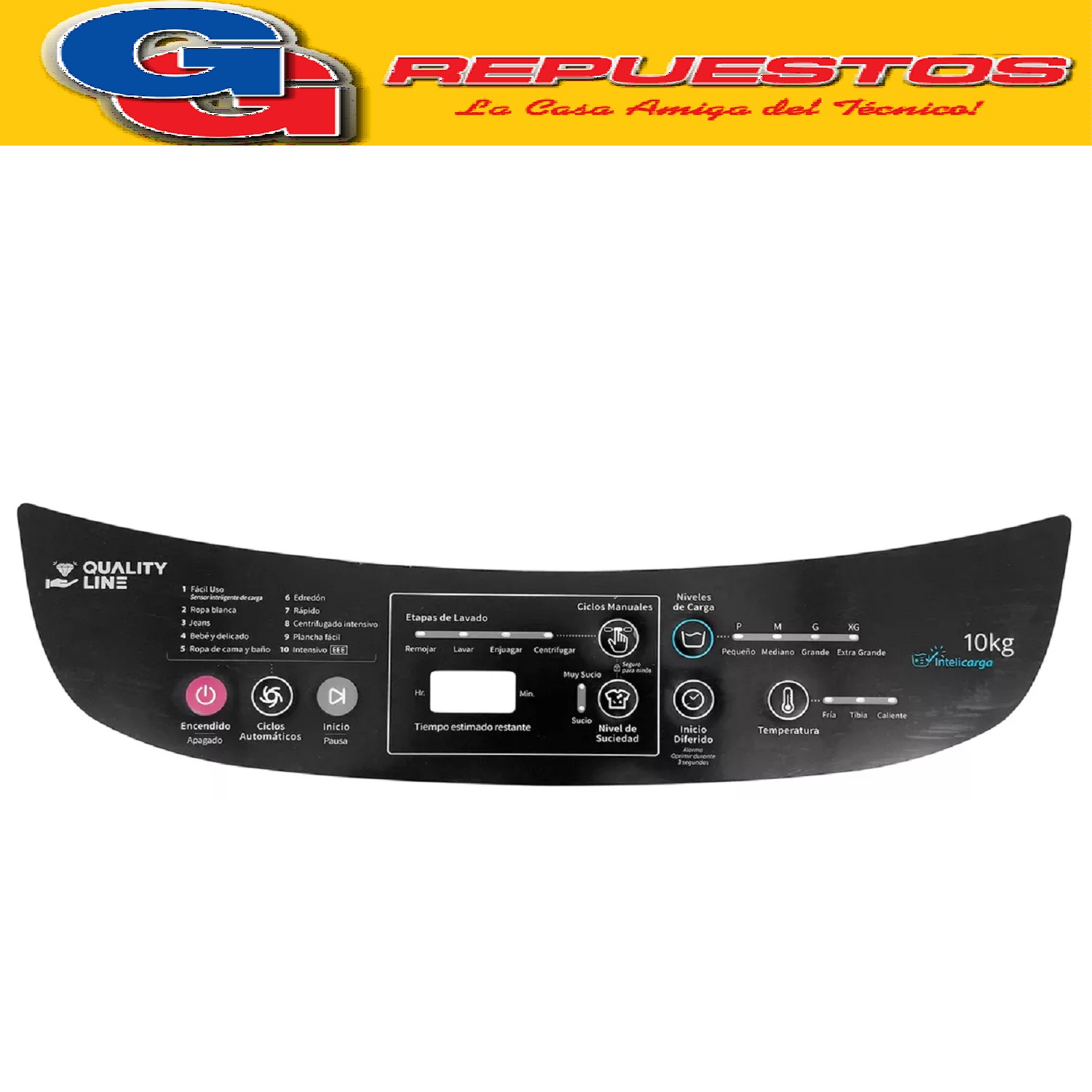 SERIGRAFIA PARA LAVARROPAS WHIRLPOOL WWI16AB/AS CARGA SUPERI OR 10KG QUALITY LINE W10886263 (WHIRLPOOL) Pos18 PANEL DECORATIVO WWI16AB LARGO 46 Y 44 CM APROXIMADAMENTE