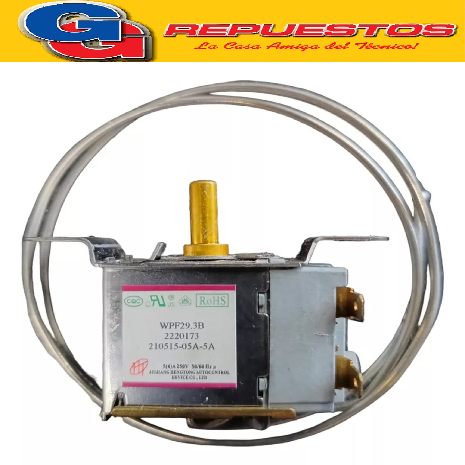 TERMOSTATO WPF29.3 HELADERA NO FROST GAFA HGNF7300 ORIGINAL  AUTOMATICO COMPATIBLES CON HELADERAS NOFROST MARCA ELECTROLUX / 7200 / 7500 / 720 / 730 / 750 /  HGNF300 / 200 / 350 / 250 DF3900P/B/X WPF29.3B WPF29.3C 2 CONTATCOS 1/2 CAÑA 2220173 2220412