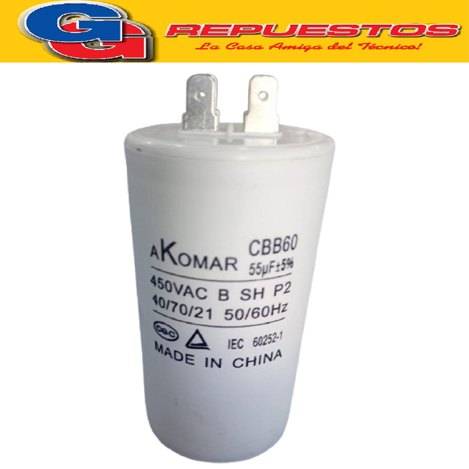 CAPACITOR 55uF CILINDRO S/TORNILLO