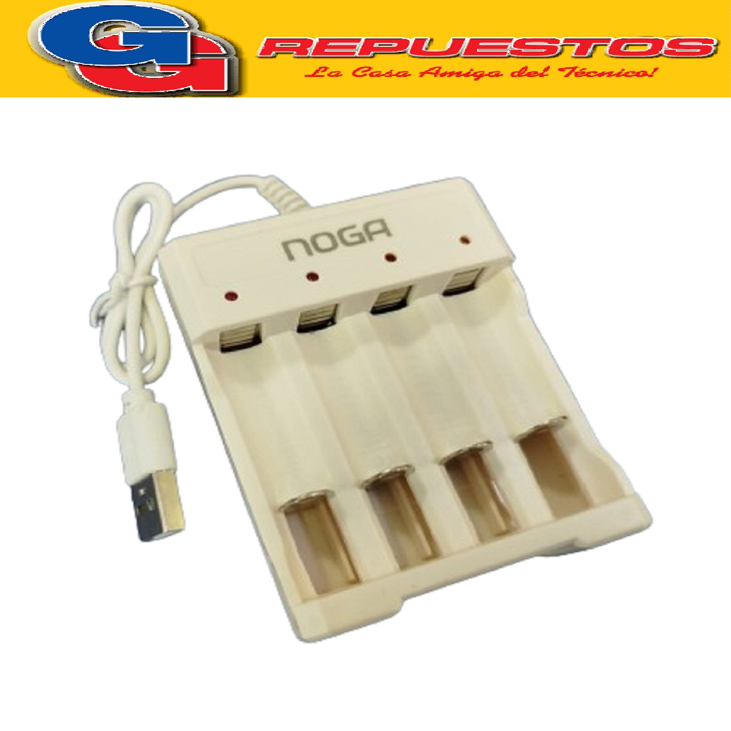 CARGADOR DE PILAS AA Y AAA NOGA 1.2V NG-5900 USB - CARGADOR  DE BATERIA PARA PILAS RECARGABLES AA Y AAA DE Ni-Cd Y NiMH Y LEDS INDICADORES / ENTRADA: 5V 2A - SALIDA: DC 1.2V 250mA x4