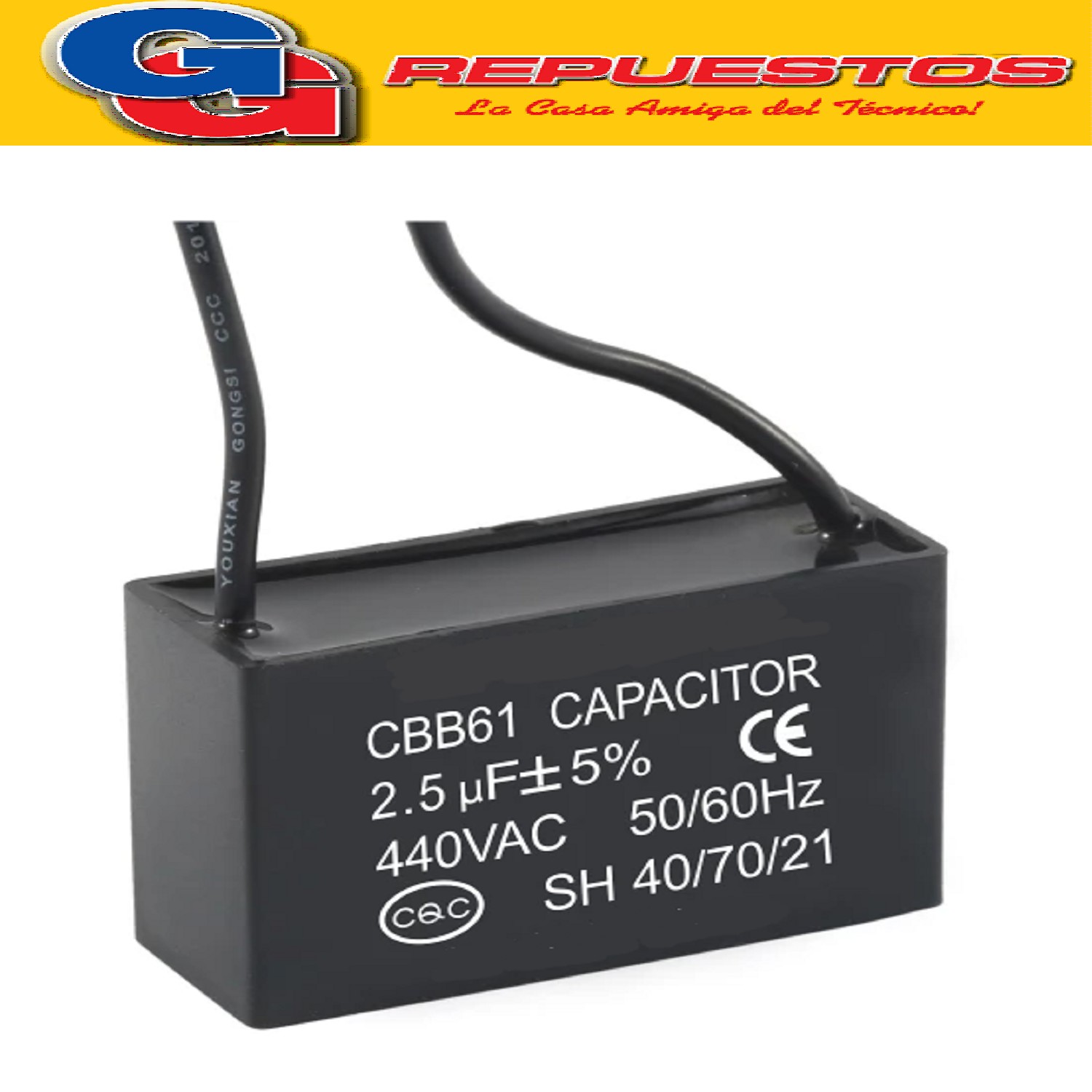 CAPACITOR 2.5uF X 450V CUADRADO CON CABLES