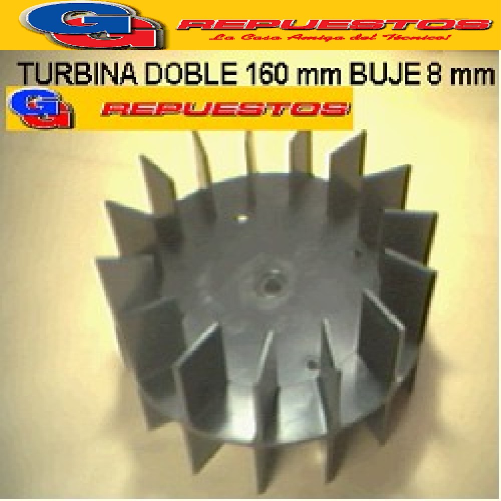 TURBINA PURIFICADOR 160 mm DOBLE BUJE DE 8 mm ALTO 8 cm