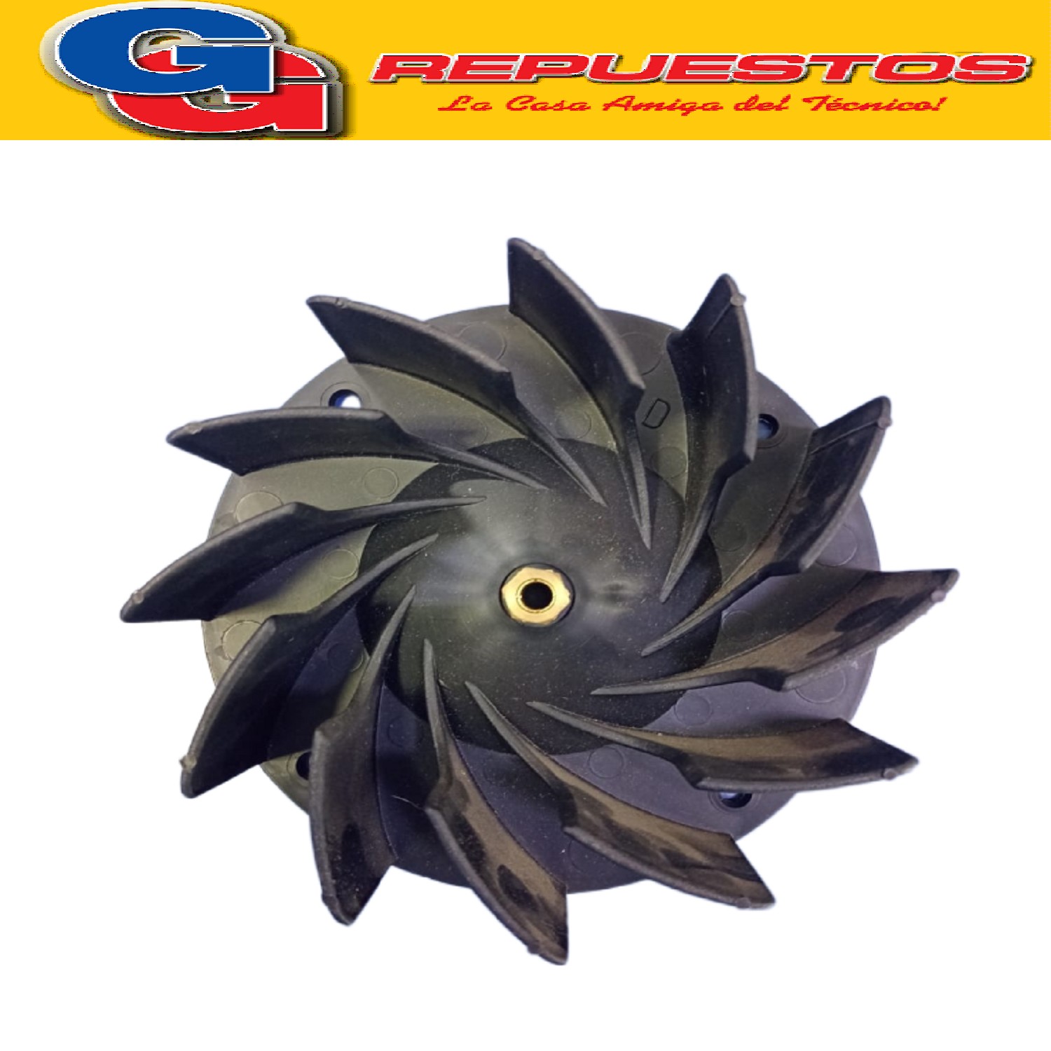 TURBINA PURIFICADOR DIAMETRO TOTAL 195 mm EJE 8mm ALTO TOTAL 5.5 cm CON TUERCA DE BRONCE ROSCA DERECHA SENTIDO DE TURBINA ANTIHORARIO