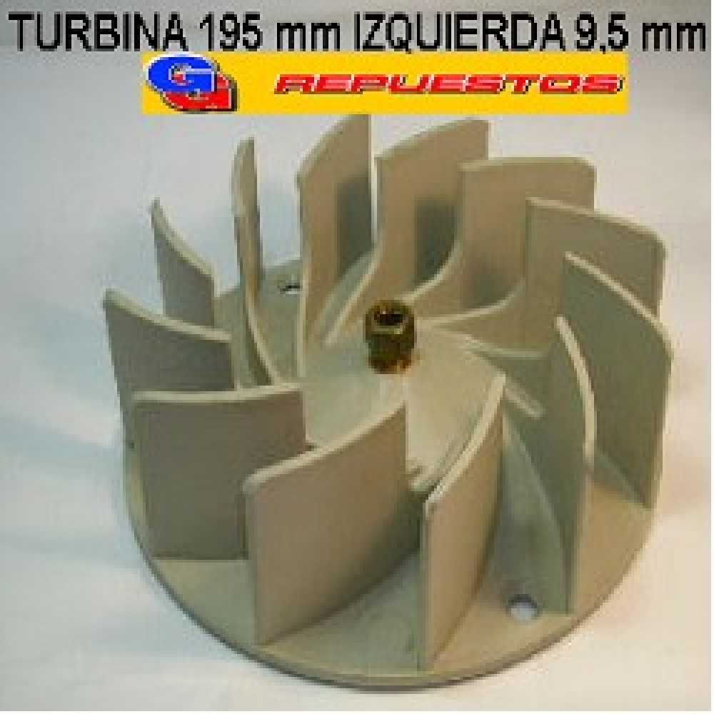 TURBINA PURIFICADOR 195 mm C/TUERCA DE BRONCE IZQUIERDA .9,5mm ALTO 6 cm