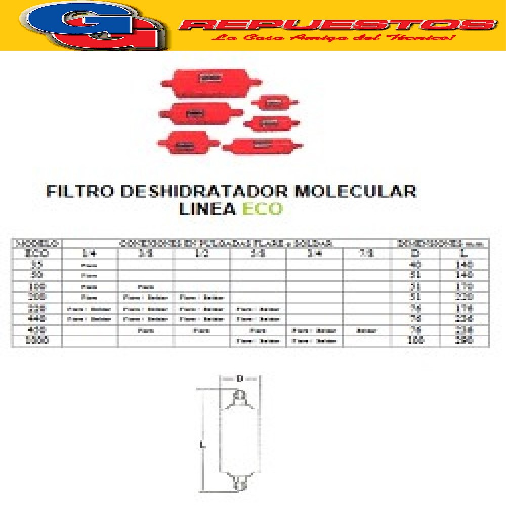 FILTRO MOLECULAR WHITE ECO 35-1/4x5/16 soldar