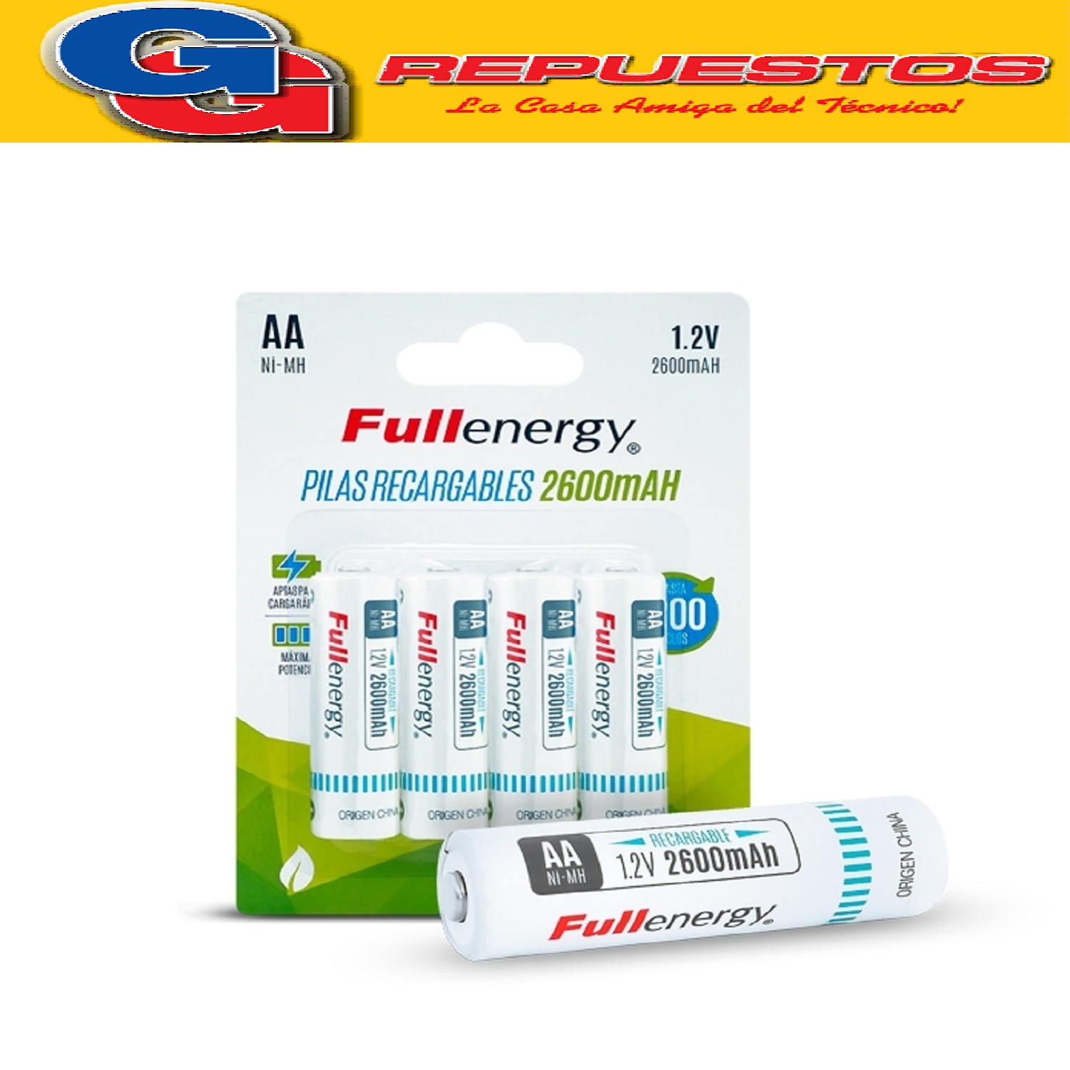 PILA AA RECARGABLE NI-HM 2600MAH FULLENERGY (X UNIDAD)