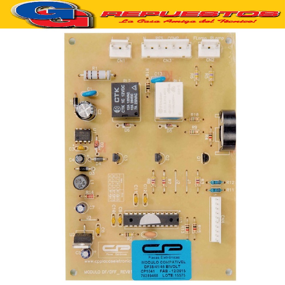 PLAQUETA CONTROL HELADERA ELECTROLUX DF38-DF41-DF45-DFW45 PL ACA ELECTRONICA DE POTENCIA T/ORIGINAL CP BRASIL Cod.Origen: 80021573 (ELECTROLUX)  64800182 (ELECTROLUX) Cancelado Produttore: CP Electronica Brasil (CP1041 / CP-1041 / CP 1041) 7210040