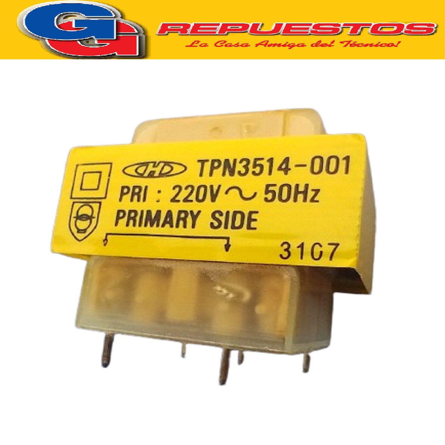 TRANSFORMADOR 9+9VAC 0.15A 150MA PARA PLACAS DE MICROONDAS Y OTROS USOS Entrada 220Vca, 50Hz Salida 9+9Vca /50+150mA Laminación 41x30mm