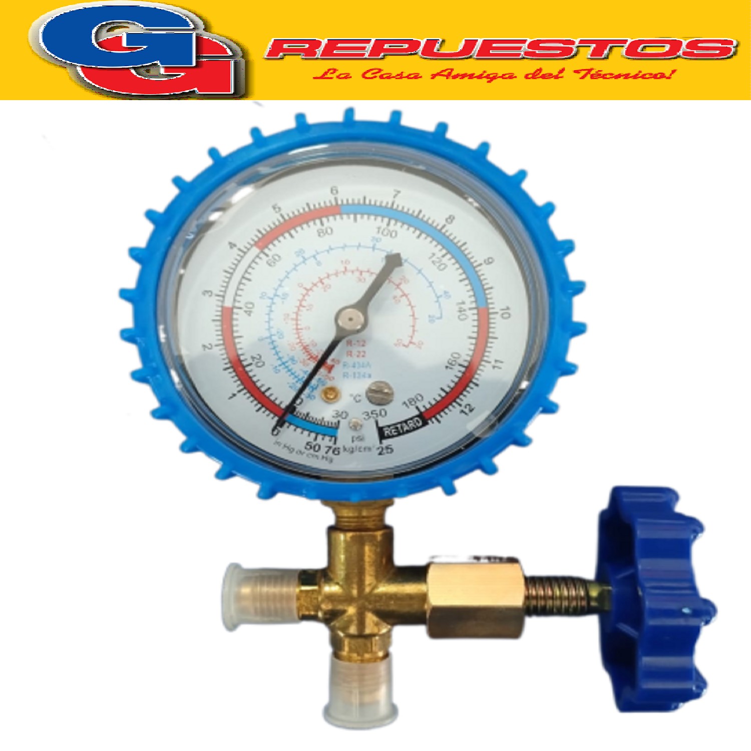 MANIFOLD SIMPLE BASE BRONCE R404/R22/R134/R407 BAJA