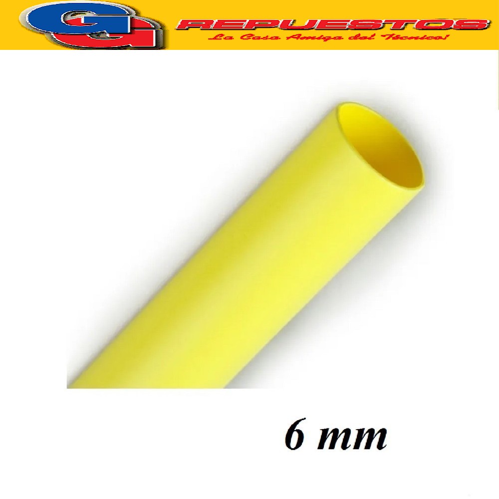 SPAGUETTI TERMOCONTRAIBLE 6MM AMARILLO SE CONTRAE HASTA 3MM X METRO