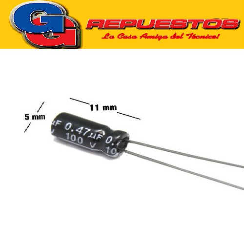 CAPACITOR ELECTROLITICO 0.47uFX100V RADIAL (5 x 11mm)